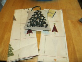 Set of Two Royal Linens Xmas Kitchen Towels and Door Knob Hanging Pillow - $4.94