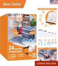 Maximize Space with 24 Vacuum Seal Bags - Jumbo, Large, Medium &amp; Small S... - $45.00