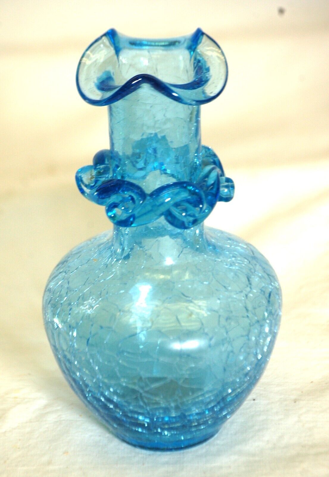 Crackle Hand Blown Art Glass Vase - $16.82