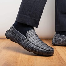 Remo Genuine Caiman Slip On Driving Loafers Gray image 11
