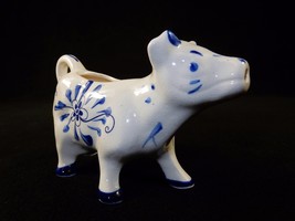 Vintage Porcelain Cow Coffee Creamer, Delft Blue, Pretty Dutch Artwork,  #COW4 - $24.45