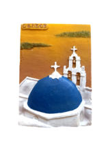 4&quot; Santorini Sunset Island Greece Orthodox Aegean Blue White Church Souvenir - £8.84 GBP