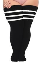 Plus Size Womens Thigh High Socks for Thick Thighs- Extra Long Striped T... - $27.98