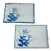 Asian Japanese Porcelain Sushi Serving Plates Dishes Blue Floral Vintage... - £23.45 GBP