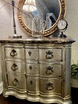 Silver leaf chest with marble top  - £528.61 GBP