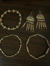 3 GoldPlated Bracelets and Earring Set, Handmade and Great Quality!  - $48.51