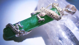 HAUNTED SPELL 925 SILVER GREEN ONYX DRAGON PENDANT WITCH SPIRIT OF DRAGON image 2
