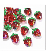 20 Pcs Vibrant Red Acrylic Strawberry Beads - AB Colors Plated Fruit Cha... - $57.67 CAD