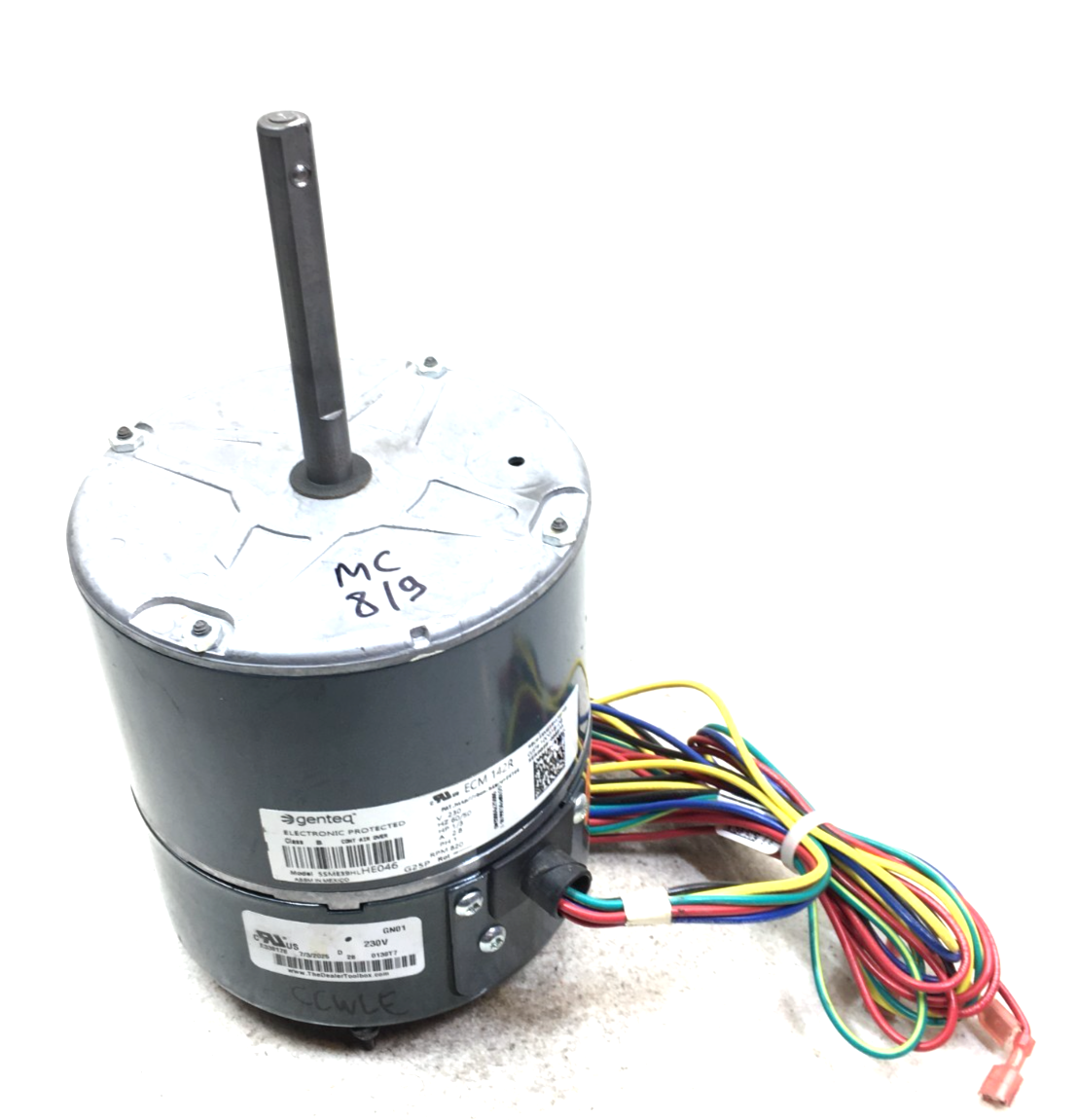 Genteq GN01 5SME39HLHE046 Blower Motor 100016-02 230V 1/3HP CCWLE used #... - $275.00