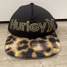 HURLEY Hat Adjustable Cap Black &amp; Gold Camo Spray Paint Style CLEAN - £20.70 GBP