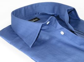 Men Mondego 100% Soft Cotton Dress Business shirt B300 French Blue Herringbone image 4