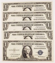 Lot of 5 Consecutive 1935-F Silver Certificate Star Notes FR #1615 AU - $222.73