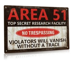 Great Halloween AREA 51 Top Secret No Trespassing Warning Metal Sign  12&quot;x8&quot; - £13.79 GBP