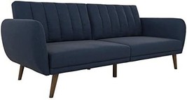 Blue Linen Premium Linen Upholstery And Wooden Legs Novogratz Brittany Sofa - £212.29 GBP
