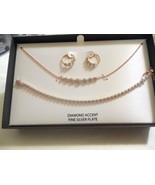 Department Store Diamond Accent 18k Rose Gold/SS Plate Heart Necklace T7... - $60.47