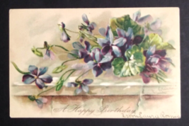 Happy Birthday Greeting Blue Flowers Intl Art Pub Co UDB Postcard c1910s Germany - £7.96 GBP