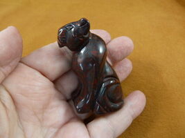 (Y-CHE-702) red Jasper CHEETAH gemstone carving I love wild CATS cat statue - $19.74