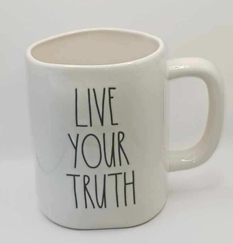 Rae Dunn LIVE YOUR TRUTH Coffee Tea Mug White/Black New - $22.00