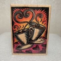 G8535 Hearts And Coffee Rubber Stamp Jennifer Hewitson InterArt Uptown 3" 2.25" - $11.87