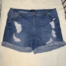 Ashley Stewart curvy high rise distressed jean shorts plus size 24 - £9.49 GBP