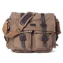 Vintage Pure Cotton Canvas and Cow Leather Retro Camera Messenger Bags - £89.75 GBP