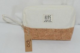 TPO Brand MP0005WH Hope Tan Cork White Canvas Zipper Travel Makeup Pouch Bag - £8.81 GBP