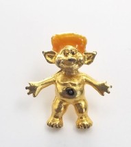 Vintage Troll Mystic Creature Doll Toy Gold Tone Red Enamel Lapel Pin Tie Tack - £10.27 GBP