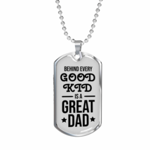 Fathers Day Gift Necklace Stainless Steel or 18k Gold Dog Tag w 24&quot; Chain - £37.32 GBP+