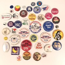 Vintage Pinback Mixed Button Lot 42 Travel Souvenir Political Museum Advertising - £23.67 GBP