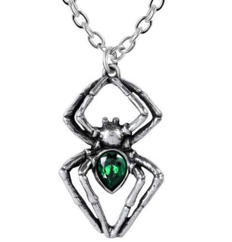 Primary image for Alchemy Gothic Emerald Spiderling Pendant Venom Green Spider Necklace P904 New