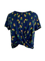 Timing Womens Shirt Size XL Cropped Pineapples Short Sleeve New Blue Orange - $16.83