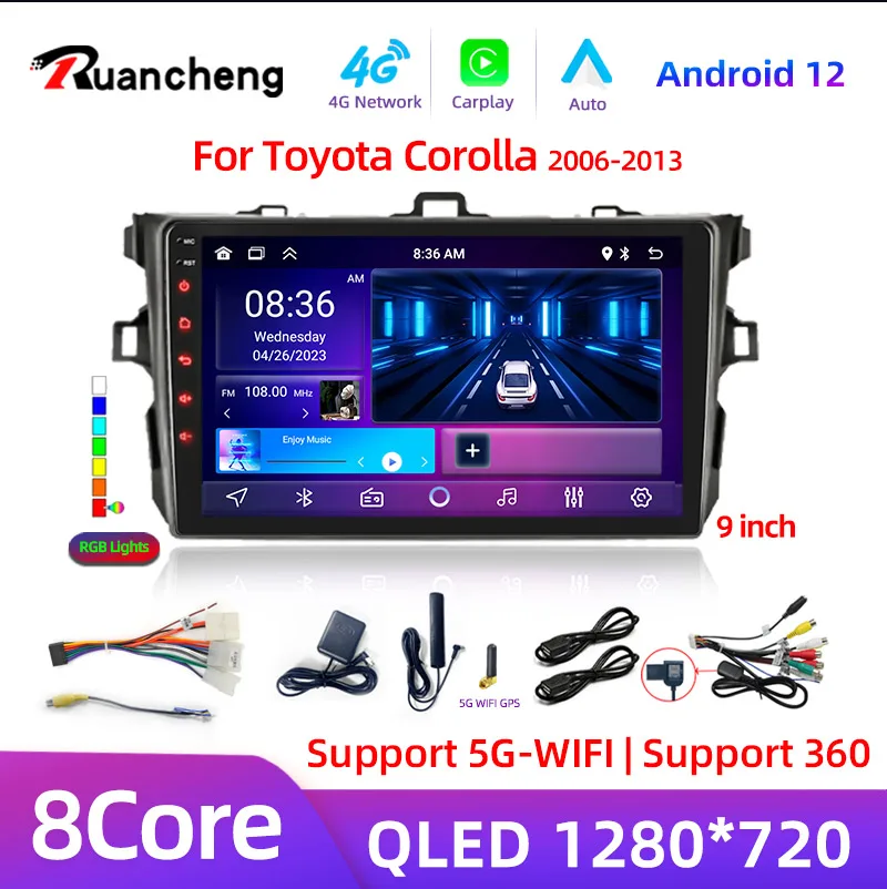 9&quot; Android12 Car Stereo Radio for Toyota Corolla E140/150 2007 2008 2009 2010 - £79.82 GBP+