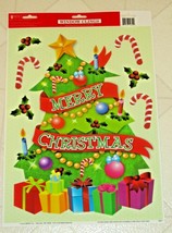 Static Window Clings Merry Christmas Tree Candy Canes New - £6.73 GBP