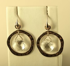 Vintage Sterling Silver Sign RLM Studio 925 White Crystal Stone Dangle Earrings - £50.39 GBP