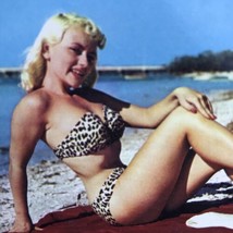 Beach Girl 1950s Vintage Postcard Summer Fashion Florida Blonde Leopard Bikini - £7.93 GBP