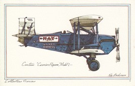 Vintage Illustrated United Airlines Curtiss Model 1 Airplane Biplane Postcard - £3.78 GBP