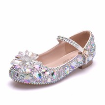 Children Crystal Shoes Performance Dance Rhinestone Girls Princess Glass Flower  - £49.35 GBP