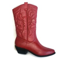 SODA Western Embroidered Pointed Toe Mid Calf Cowboy Boots Pink Womens Size 7 - £26.46 GBP