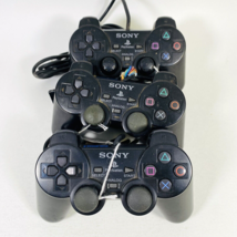 PlayStation PS2 Black Wired Controller DualShock SCPH-10010 Lot of 3 OEM “As-Is” - £13.23 GBP