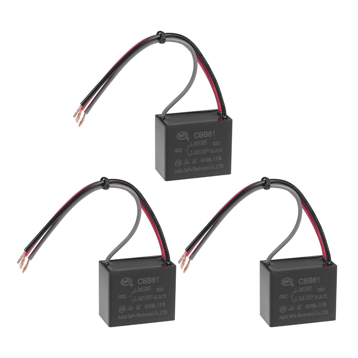 Uxcell Ceiling Fan Capacitor Cbb61 1.5/2.5Uf 350V Ac 3 Wires Metallized - $32.96