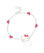 Hello Silver Plated Bracelet with Station Hearts and - - £115.19 GBP