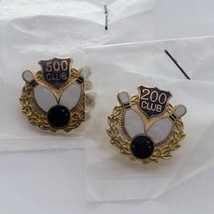 Lot of 2 VTG Bowling 200 Club &amp; 500 Club Hat Pins Lapel Pins Bowling Ball Pins - £10.25 GBP