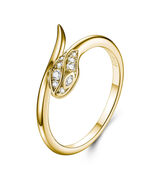 S925 Silver 14K Gold Plated D VVS Moissanite Snake Ring, Elegant Serpent... - $74.00
