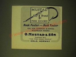 1966 Mustad Key Brand Fish Hooks Ad - Hook Faster - Hold Faster - £14.44 GBP