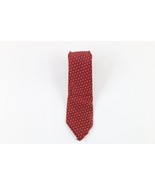Vtg 40s 50s Rockabilly Distressed Silk Brocade 4 Fold Neck Tie Red Flora... - $19.75