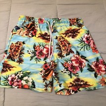 George Men&#39;s Elastic Waist Swim Trunks Board Shorts Hawiian Floral Size ... - $12.20