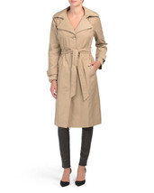 NEW ANNE KLEIN BEIGE KHAKI  BELTED HOOD LONG TRENCH COAT SIZE L SIZE XL ... - £158.03 GBP