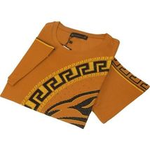Men LAVERITA European Fashion Crew Shirt Short Sleeve Lion Medallion 93265 Camel image 2