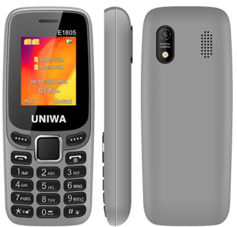 UNIWA E1805 Dual Sim 21 Keys 1.77 Inch Torch Wireless Mp3 Mp4 Fm 2g Phone Grey