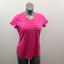 Champion Pink Striped Athletic Top Women&#39;s Large V Neck Short Sleeve Pol... - $8.64 CAD